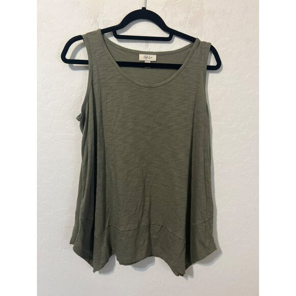 Style & Co Green Tank Flowy Blouse Scoop Neck Sz M - Picture 1 of 7